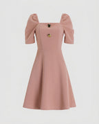 Damen Elegantes Kleid mit quadratischem Ausschnitt und Puffärmeln