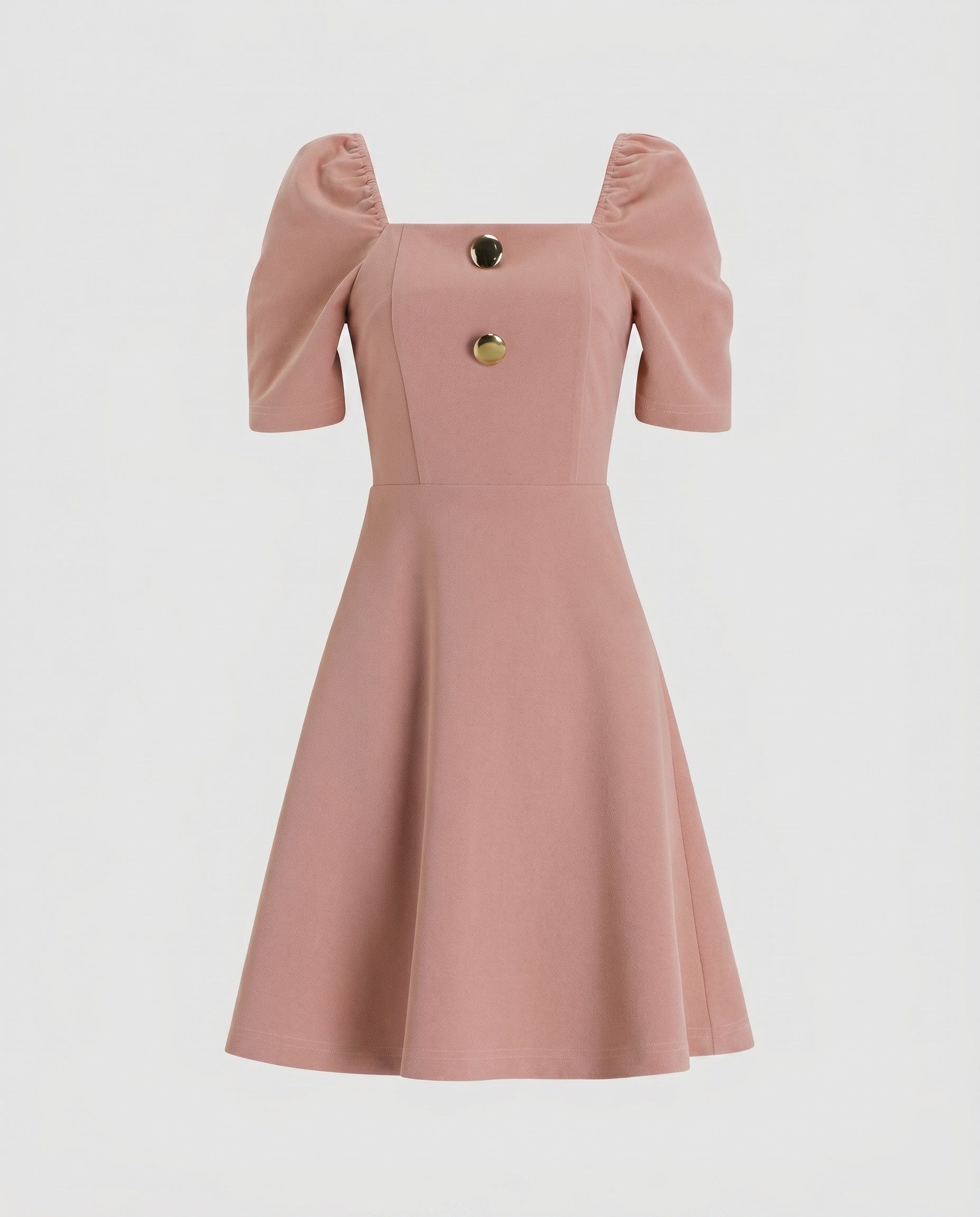 Damen Elegantes Kleid mit quadratischem Ausschnitt und Puffärmeln