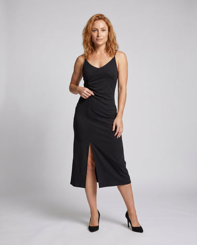 Damen elegantes Kleid mit Schlitzen und verstellbaren Trägern