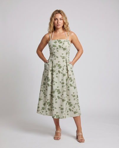 Damen Elegantes Maxikleid mit floralem Druck und schwingendem Saum