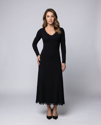 Damen Elegantes Maxikleid mit schickem V-Ausschnitt und Rüschendetails