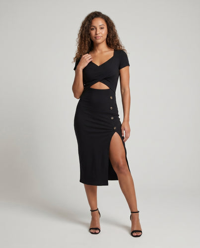 Damen Figurbetontes Kleid mit Raffungen und seitlichem Schlitz