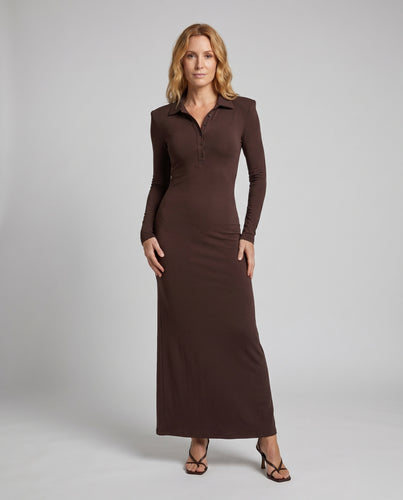 Damen figurbetontes Langarmkleid mit hochwertigem Knopfdesign