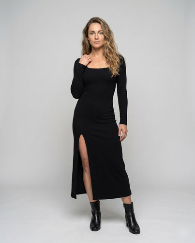 Damen Langarmkleid mit transparenten Einsätzen und modischen Details