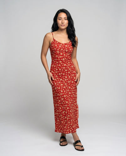Damen Langes Sommerkleid mit floralen Mustern und schmalen Spaghettiträgern