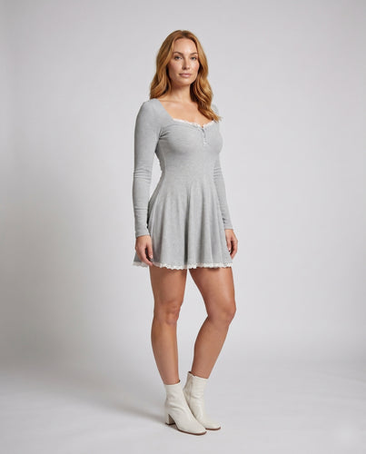 Damen lässiges Shirtkleid mit Rüschendetails und langen Ärmeln