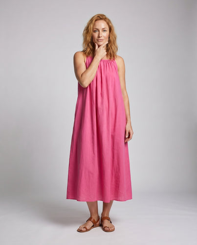 Damen luftiges lässiges Maxikleid mit gerafftem Oberteil