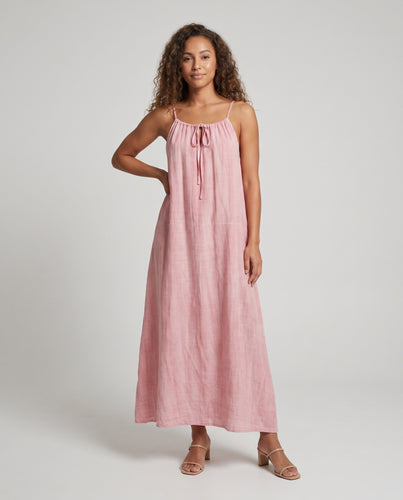 Damen luftiges Maxikleid mit verstellbaren Trägern und Knoten-Detail