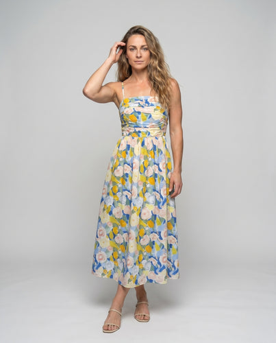 Damen Maxikleid mit floralem Muster und tailliertem Schnitt