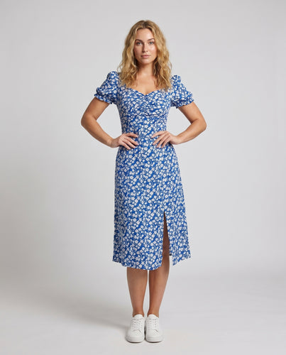 Damen Maxikleid mit floralem Print und schwingendem Rock
