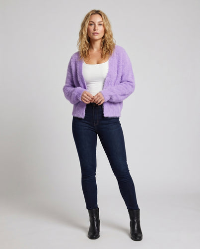 Damen Kuschelige Strickjacke mit weichem Fellbesatz R&B