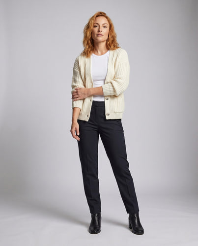 Damen Strickjacke mit großen Knit-Mustern und Taschen R&B