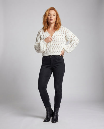Damen Strickjacke mit lockerer Struktur und voluminösen Ärmeln R&B