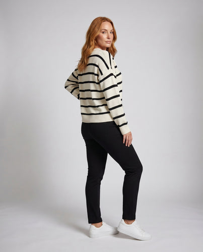 Damen Strukturierter Pullover mit modernen Streifen R&B