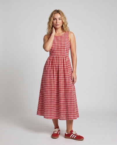 Damen Sommerliches Maxikleid mit Karomuster und verspielten Details R&B