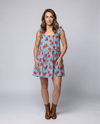 Damen verspieltes Blumenkleid mit Rüschendetails R&B