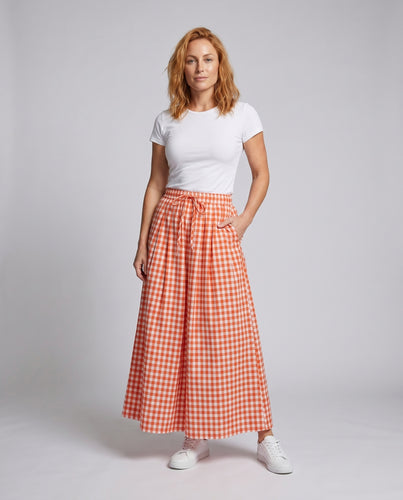 Damen Weit geschnittene Karohose mit elastischem Bund R&B