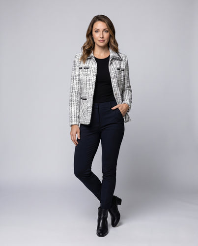 Damen Modische Blazerjacke mit strukturiertem Stoff und stilvollen Knopfdetails R&B