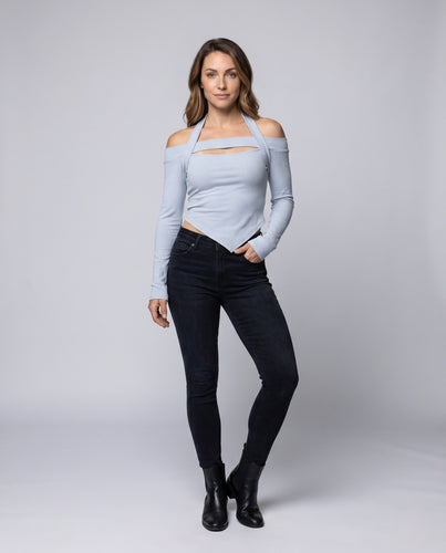 Damen Off-Shoulder Oberteil mit raffinierten Cut-Out-Details R&B