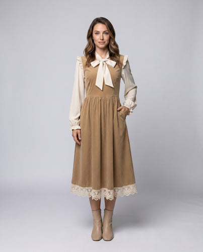 Damen romantisches Maxikleid mit eleganten Rüschendetails R&B