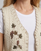 Damen elegante gehäkelte Weste mit floralen Applikationen R&B