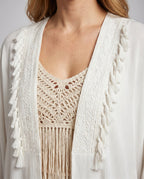 Damen gehäkeltes Crop-Top mit Fransen und romantischem Design R&B