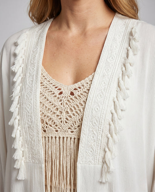 Damen gehäkeltes Crop-Top mit Fransen und romantischem Design R&B