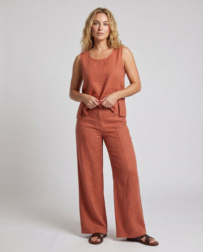 Damen Bequemes Leinen-Outfit mit weitem Schnitt R&B
