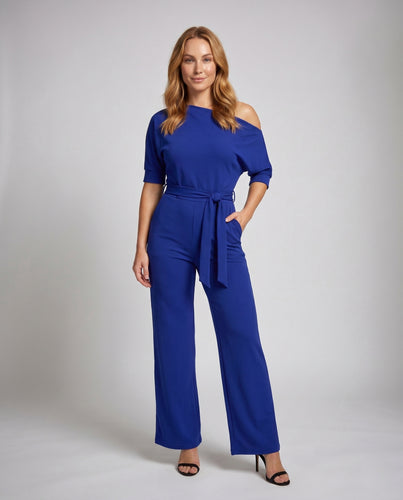 Damen Eleganter Jumpsuit mit asymmetrischem Schnitt R&B