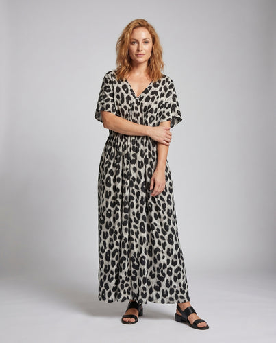 Damen Elegantes Maxikleid mit Leopardenmuster R&B