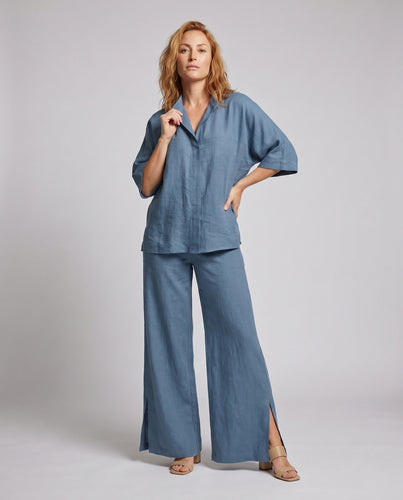 Damen Elegantes und lässiges Leinen-Set mit weitem Schnitt R&B