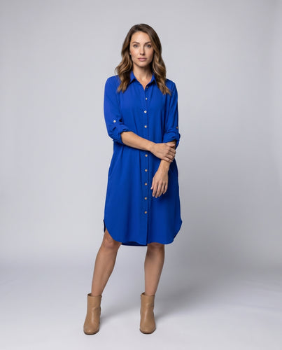 Damen Hemdblusenkleid mit praktischen Taschen und eleganten Knopfdetails R&B
