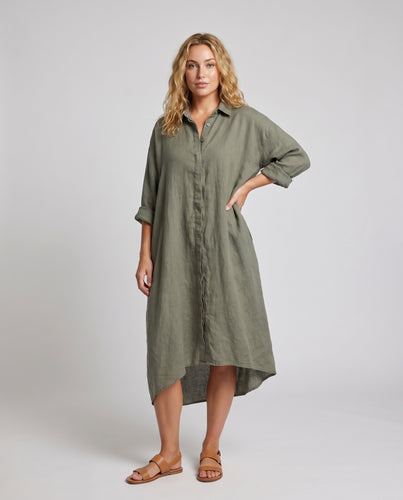 Damen Langarmhemdkleid R&B