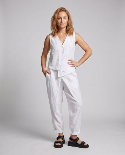 Damen modernes Leinen-Zweiteiler-Set R&B