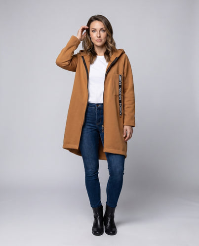 Damen Modische Langjacke mit Kapuze R&B