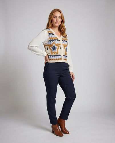 Damen gehäkelte Weste mit buntem Sternedesign R&B
