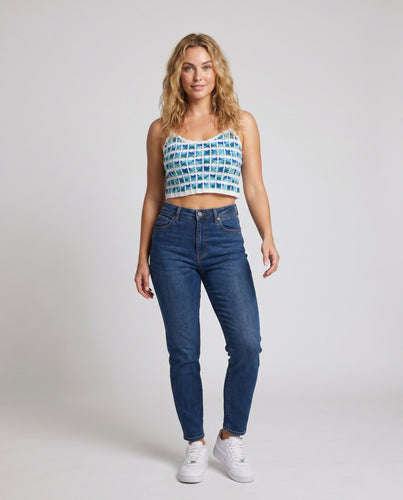 Damen gehäkeltes Crop-Top mit buntem Strukturdesign R&B