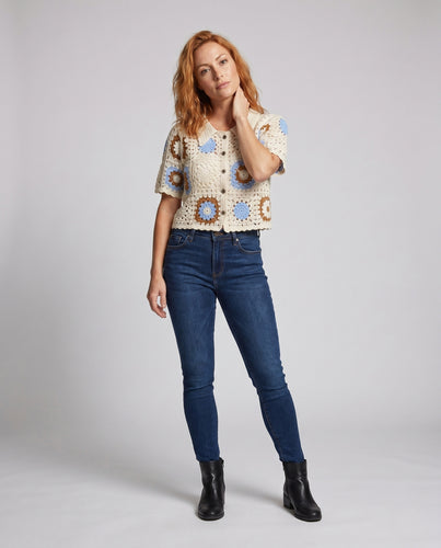 Damen Häkelbluse mit floralen Motiven R&B