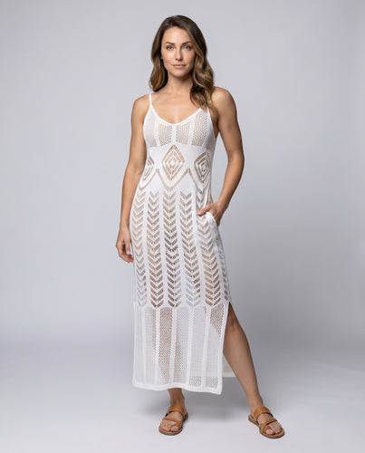 Damen luftige Häkelrobe mit elegantem geometrischen Design R&B