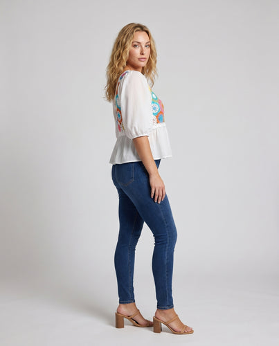 Damen luftiges Häkeloberteil mit farbenfrohen Motiven R&B