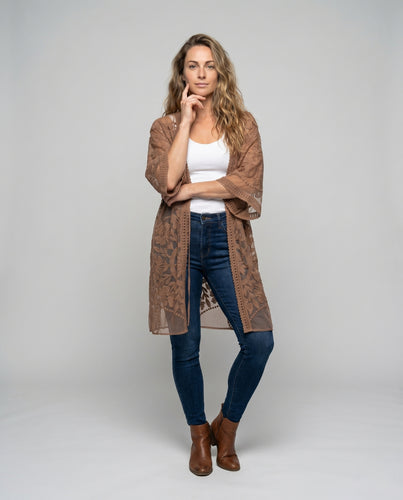 Damen transparente Spitzenrobe mit floralem Design R&B