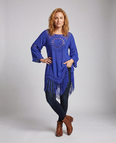 Damen Lässiges Strandkleid mit Fransen R&B