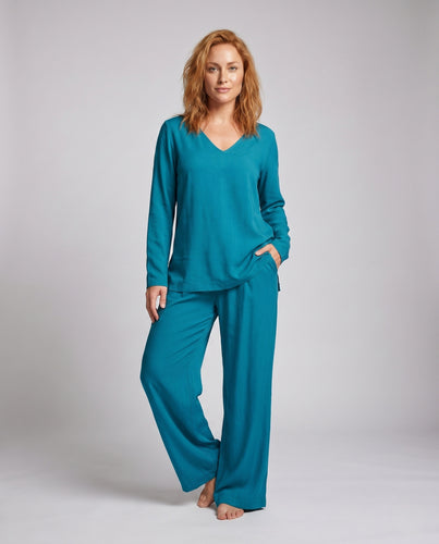 Damen elegantes Freizeit-Anzug-Set mit weitem Schnitt und V-Ausschnitt R&B