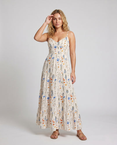 Damen Maxikleid mit verstellbaren Trägern und Cut-Out R&B