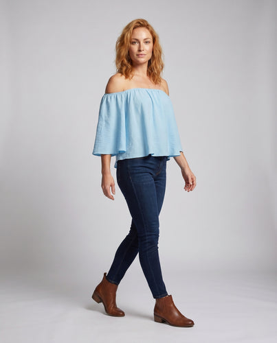 Damen Off-Shoulder Bluse mit voluminösen Ärmeln R&B