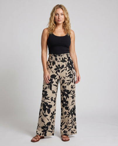 Damen weite Sommerhose mit elastischem Bund und floralen Prints R&B