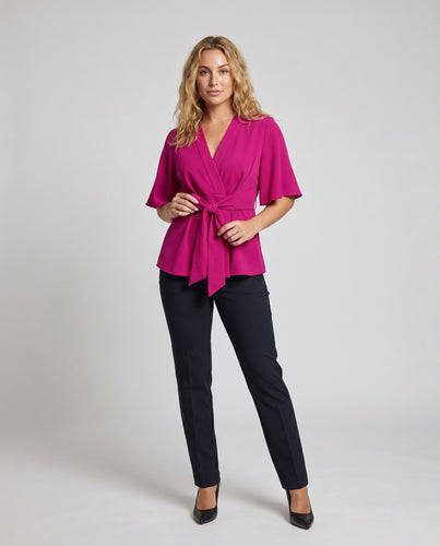 Damen Wickelbluse mit elegantem Taillengürtel R&B