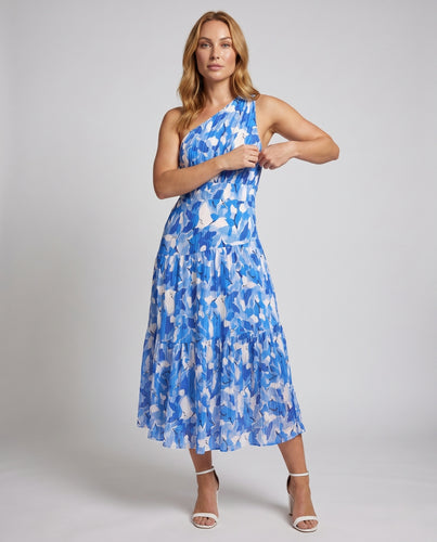 Damen asymmetrisches Maxikleid mit Volant R&B