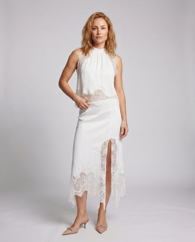 Damen Elegantes Kreuzschnitt Kleid mit Spitzendetails R&B