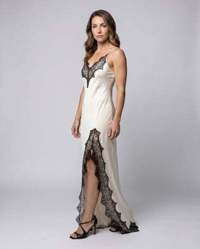 Damen Elegantes Maxikleid mit Spitzenbesatz R&B
